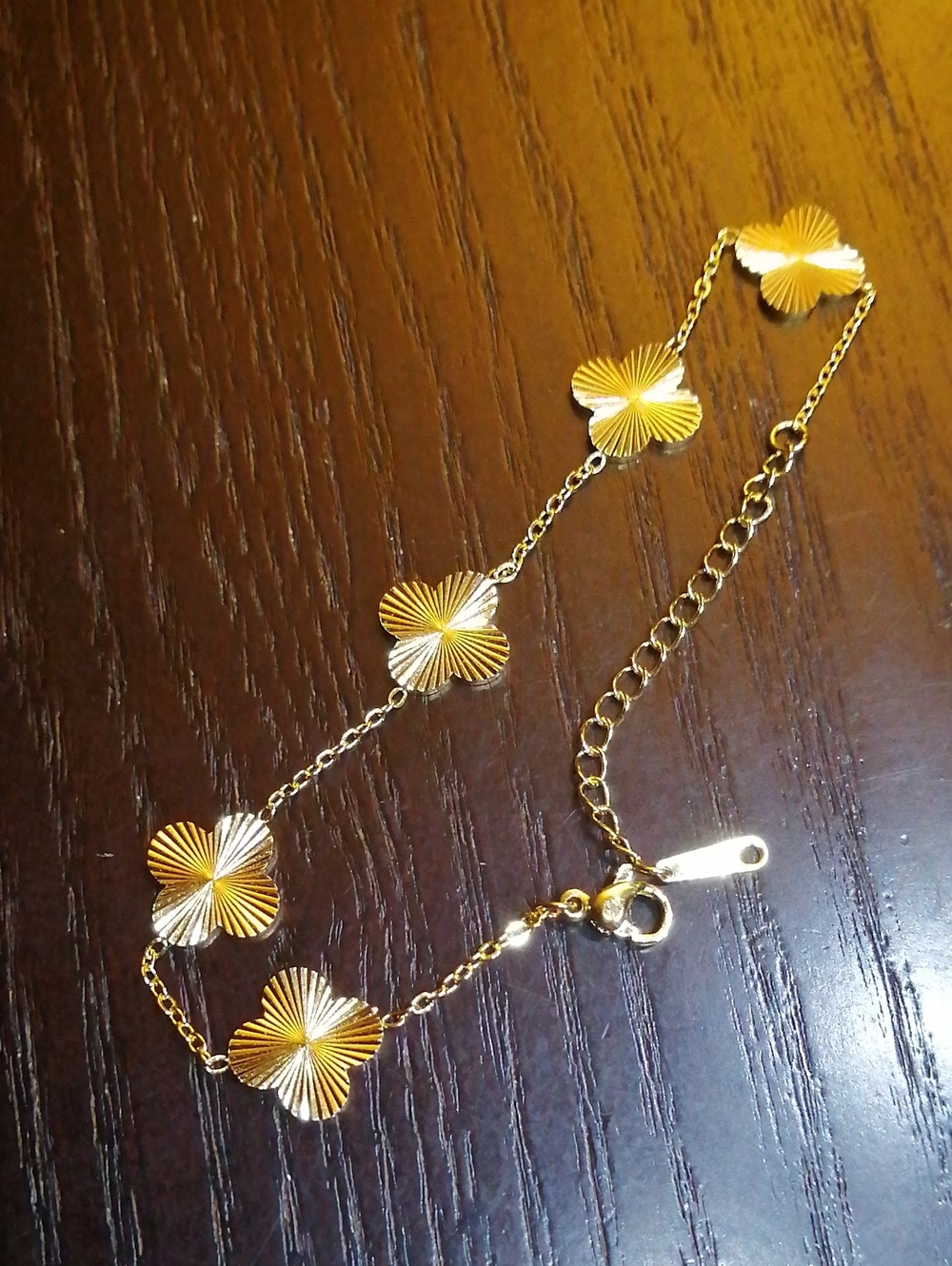 Double Sided Clover Adjustable New Condition Link Bracelet/Anklet 7-9" Long